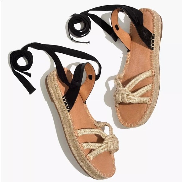 Madewell 7 The Gwen Platform Espadrille Sandal Jute Lace Up AM226 - Picture 1 of 11